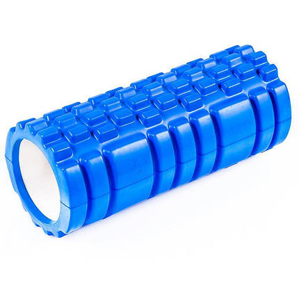 Ролик для йоги, пілатесу, фітнесу 45х14 см, синій, фото 2