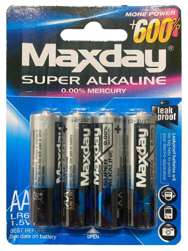 Батарейка пальчикова AA (Maxday), упаковка 4 штуки