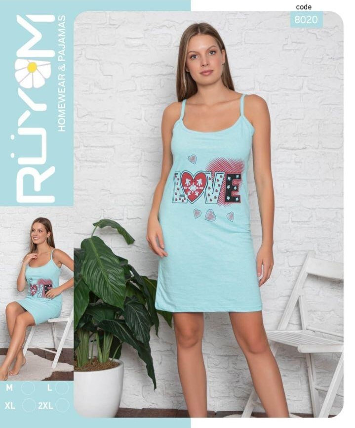 Жіноча нічна сорочка бавовна з 42 по 50р тонка бретель, фото 1