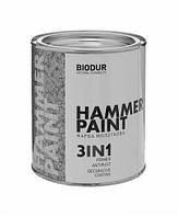 Эмаль молотковая Biodur 3в1 Hammer Paint серая 0,7 л