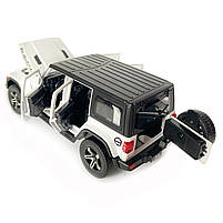 Іграшкова машинка металева Jeep Wrangler Unlimited Rubicon, Джип, білий, звук, світло, інерція, откр двері, капот, Автоексперт,, фото 6
