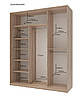 Шафа купе Doros Сіті Лайт Дуб Cонома 3 Дзеркала 180х60х225 (42002057), фото 5