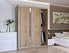 Шафа купе Doros Сіті Лайт Дуб Cонома 2 ДСП / 1 Дзеркало 180х60х225 (41070010), фото 4