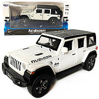 Игрушечная машинка металлическая Jeep Wrangler Unlimited Rubicon, Джип, белый, звук, свет, инерция, откр