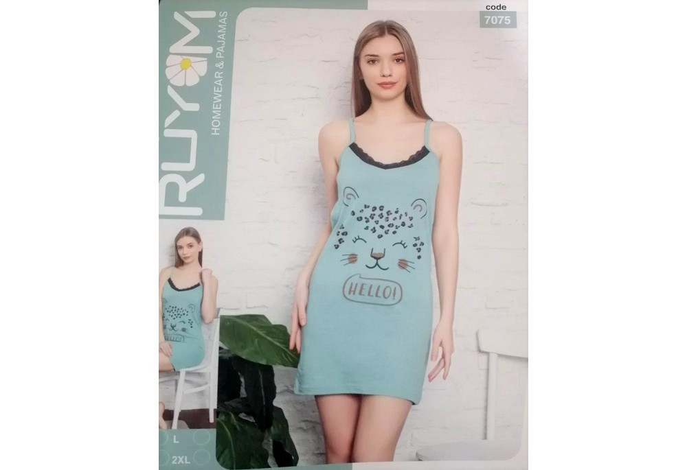 Жіноча нічна сорочка бавовна з 42 по 50р тонка бретель Туреччина, фото 1