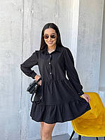 Короткое черное платье свободного кроя (M/L, L/XL, XL/XXL)