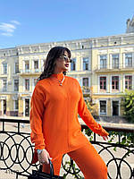 Яскравий прогулянковий жіночий брючний костюм в'язка 48-56 розмір, фото 2