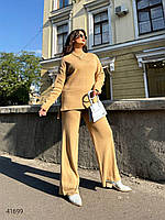 Яскравий прогулянковий жіночий брючний костюм в'язка 48-56 розмір, фото 5