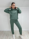 Оливковий теплий спортивний костюм із капюшоном із турецького футеру, фото 6