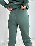 Оливковий теплий спортивний костюм із капюшоном із турецького футеру, фото 2