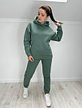 Оливковий теплий спортивний костюм із капюшоном із турецького футеру, фото 4