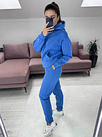 Теплый спортивный костюм с капюшоном из турецкого футера голубой