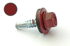 Саморіз покрівельний 4,8*19 DIN 7504K RAL 3011 для металу (пач 50 шт.) (колір — коричнево-червоний) PRO