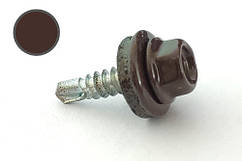 Саморіз покрівельний 4,8*19 DIN 7504K RAL 8017 для металу (пач 50 шт.) (колір — шоколадно-коричневий) APRO