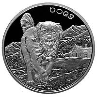 Серебряная монета "Dogs" (Собаки), 1 унция серебра пробы 999, качество prooflike, 50 центов, Фиджи, 2022