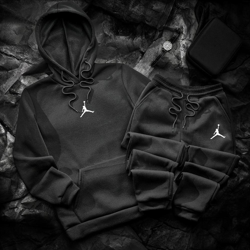 Спортивний костюм чоловічий зимовий Nike чорний комплект худі штани найк теплий з начосом зима