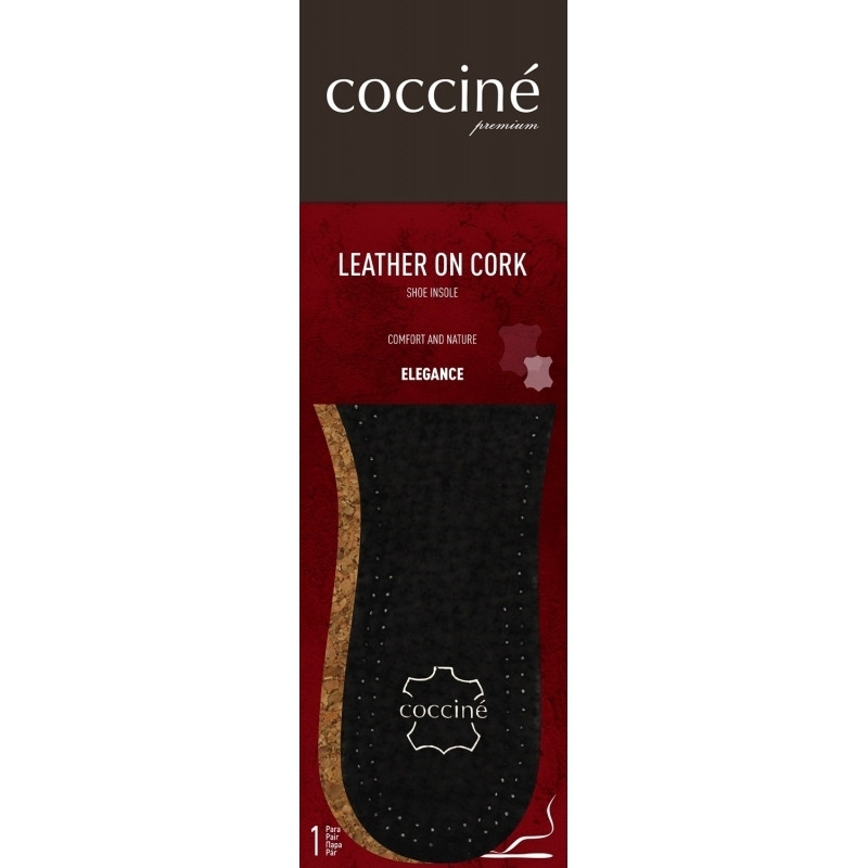 Устілки шкіряні на пробковій основі Coccine Leather on Cork чорні, розмір 43-44