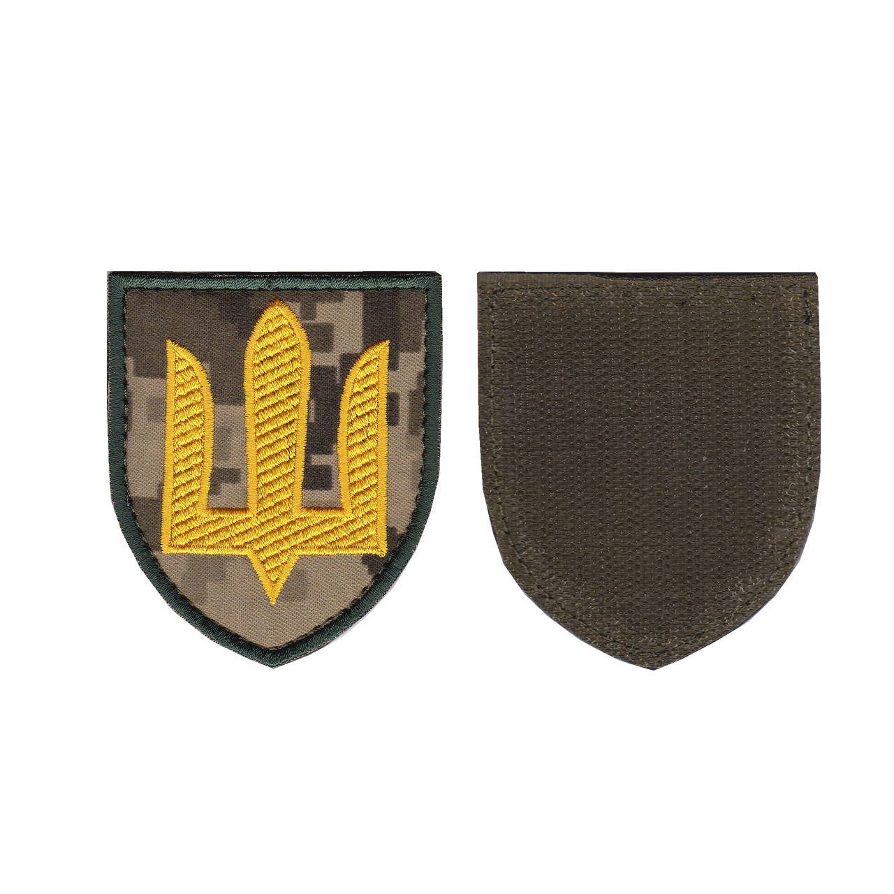 Шеврон військовий / армійський, тризуб Сухопутні війська, на пікселі, ЗСУ. 8 см * 7 см