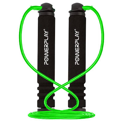 Скакалка спортивна PowerPlay 4205 зелена. Скакалка для схуднення, боксу, фітнесу