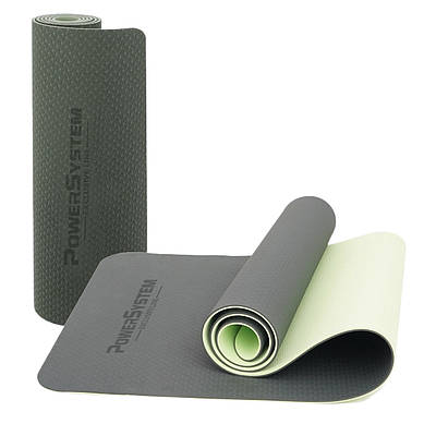 Килимок для йоги 6 мм Power System Yoga Mat PS-4060 зелений. Килимок для фітнесу, килимок для спорту