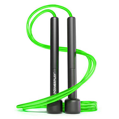 Скакалка спортивна PowerPlay 4201 зелена. Скакалка для схуднення, боксу, фітнесу