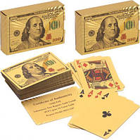 Пластиковые игральные карты "Доллар", золото, 54 карты