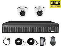 Комплект обладнання для відеоспостереження 5 Мп на 2 камери Longse XVR2004HD2P500, Quad HD Love&Life