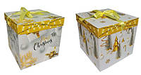 Подарочная коробочка-бокс разборная "Новогодняя" 22х22х22см, 12шт/уп,