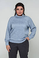Модный женский однотонный свитер из ангоры, для пышных форм