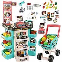 Детский игровой набор "Домашний супермаркет" с тележкой 668-77; прилавок; касса; сканер; тележка