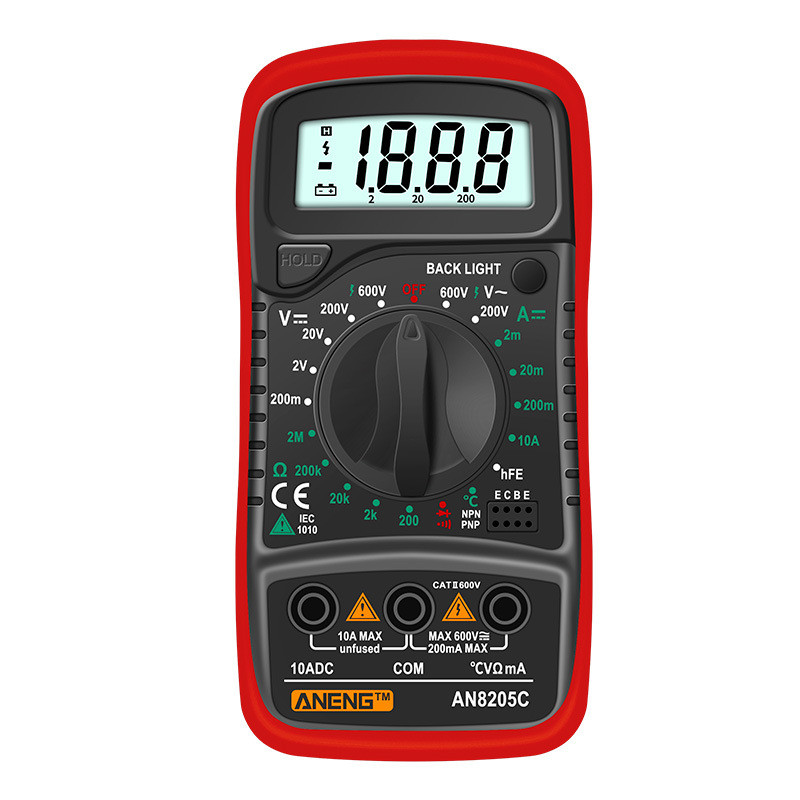 Мультиметр ANENG AN8205C, виміру: V, A, R, T, функція hFE