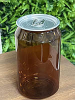 Пет тара (банка для пива або напоїв) з кришкою speed open. Коричнева. 330 мл