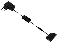 Блок питания 12 В MINI AMP 12 Вт с ручным выключателем и разветвителем LED на 6 разъемов Черный