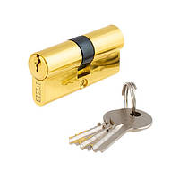 Сердцевина для замка узкая 60мм (30х30), ключ/ключ, PB золото, 3 ключа FZB