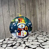 Новорічна іграшка на ялинку Еко іграшка "Сніговик 5" Розмір 8,5 см, фото 2