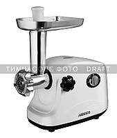 М'ясорубка Ardesto 	MGA-1735R, 1700Вт, продук.-1.6кг/хв, 3 решітки + для ковб., кеббе, пластик, білий