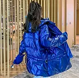 Зимова пухова куртка жіноча оверсайз з капюшоном, фото 2