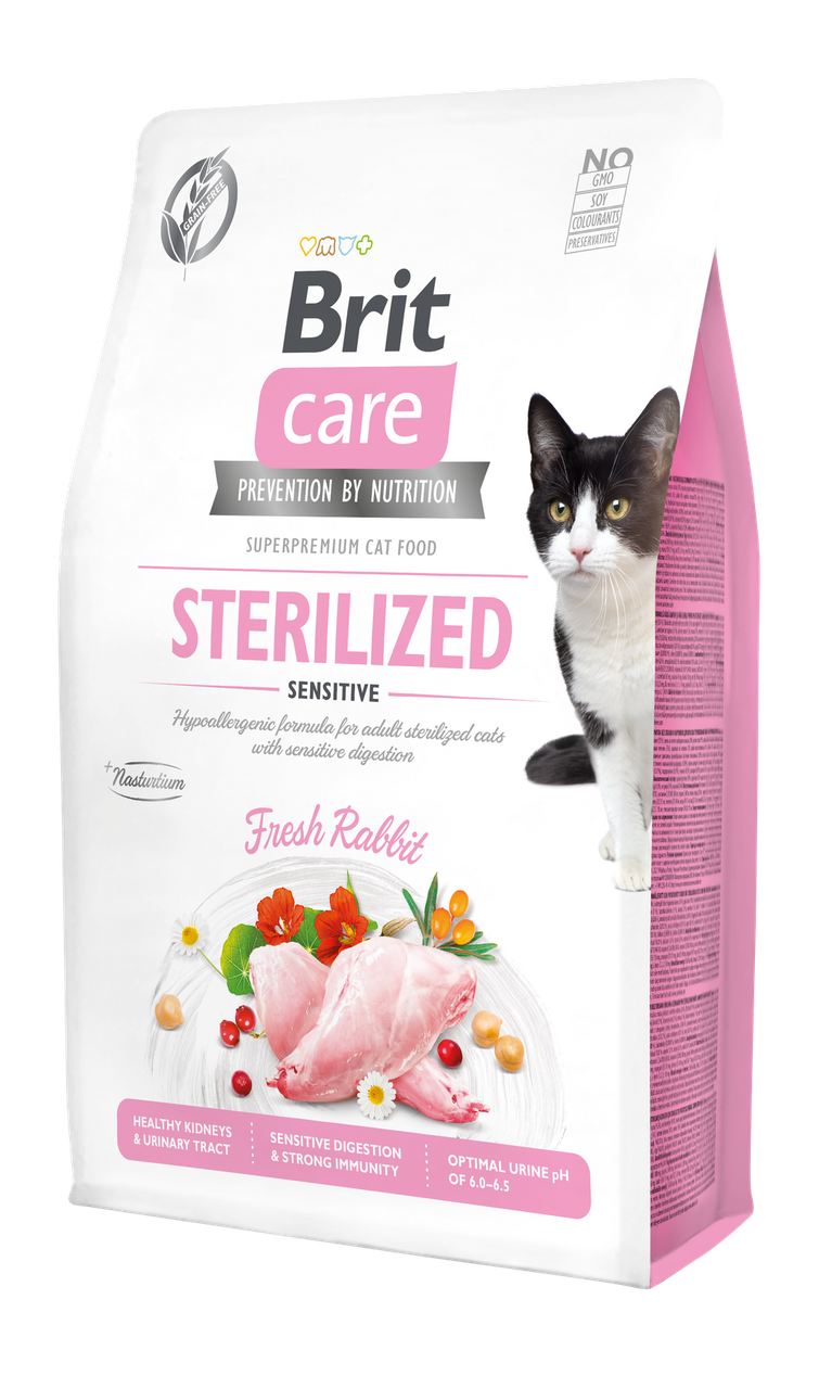 

Brit Care Cat GF Sterilized Sensitive для стерилизованных кошек с чувствительным пищеварением - 7 кг