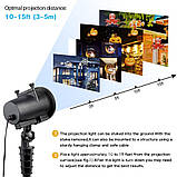 Cвітлодіодний лазерний проєктор Star Sowerprojection outdoor light halloweeen 12 картриджів, для вулиці та, фото 6