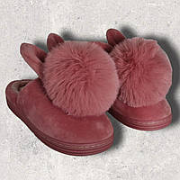 Рожеві домашні теплі капці Зайці для дівчинки (20,5 см) (21,5-22 см) (22-22,5 см) витратимо запас 1+ см широкі