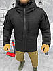 Куртка зимова чоловіча тепла з капюшоном чорна липучка під шеврон, фото 2