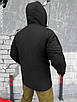 Куртка зимова чоловіча тепла з капюшоном чорна липучка під шеврон, фото 3