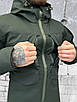 Куртка зимова чоловіча тепла з капюшоном олива під шеврон липучка, фото 5