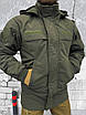 Куртка зимова чоловіча тепла з капюшоном хакі липучка під шеврон, фото 4