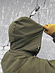 Куртка зимова чоловіча тепла з капюшоном хакі липучка під шеврон, фото 8