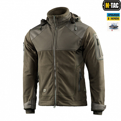 Тактична флісова куртка кофта всу тепла чоловіча з вставками Softshel M-Tac Norman Windblock Fleece Olive, розмір M, колір, фото 1
