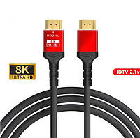 Кабель HDMI v2.1 8K 2 метра Red/Black Ultra High Speed HDR