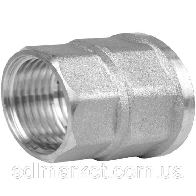 Муфта редукційна нікельована 1/2| ВРх 3/8| ВР штампована восьмигранна А0343А (нк) VA