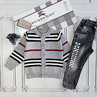 Дитячий сірий теплий в'язаний кардиган Берберрі.