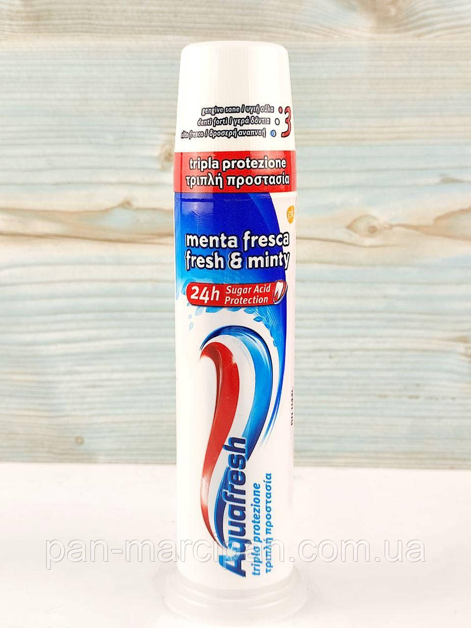 Зубна паста Aquafresh fresh&minty 100 мл із дозатором